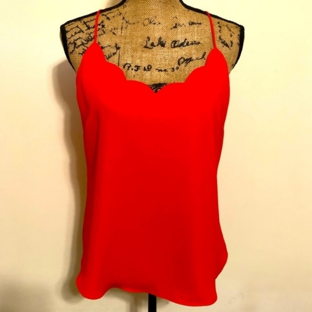 J. Crew Orange Racerback Tank Women's Size 14 Scalloped Neckline Adjustable EUC